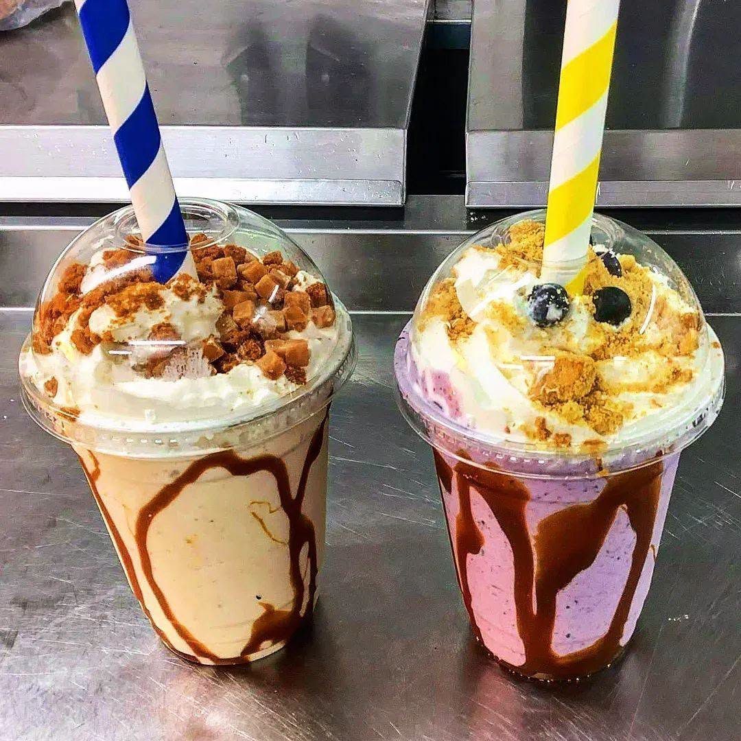 Milkshakes: Vanilla ice cream, milk and whipped cream